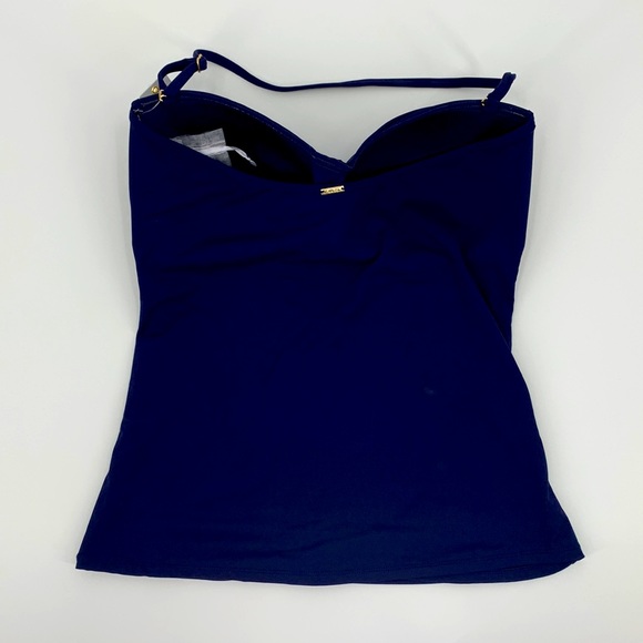 NWT Anne Cole Twist Front Bandeaukini Navy Swim Top Size X-Large - Picture 5 of 8
